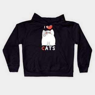 I Love Cats Big Red Heart Kitty Lover Kids Hoodie